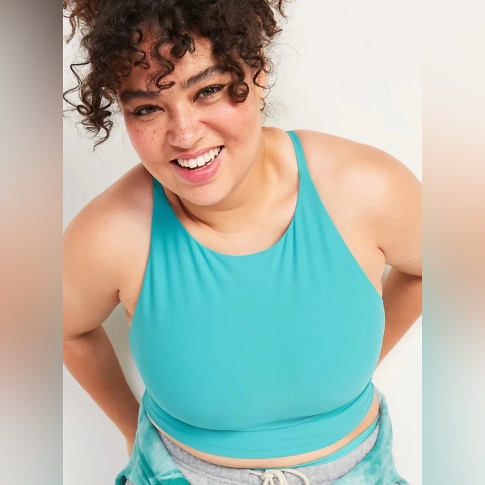 Old Navy Women’s Light Support PowerSoft Longline Sports Bra Teal Size XL